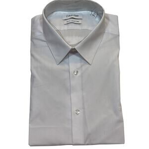 Calvin Klein Men's Slim-Fit Stretch Dress Shirt, White 16 34-35 $75